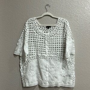 Lane Bryant Plus Size 22 100% Cotton White Boho Crochet Top